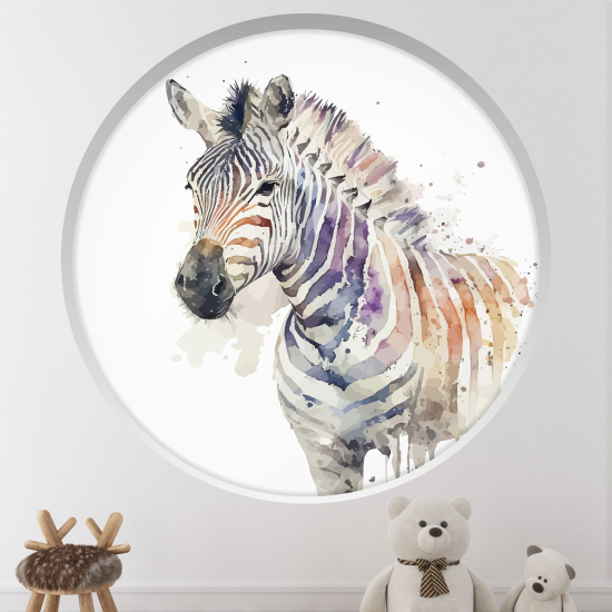 Optical Illusions Round Arch Wall Sticker for Kids- Zebra