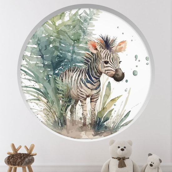 Optical Illusions Round Arch Wall Sticker for Kids- Zebra