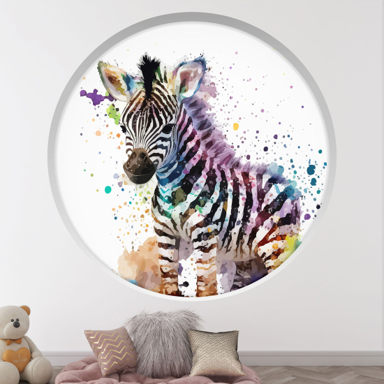 Optical Illusions Round Arch Wall Sticker for Kids- Zebra