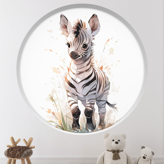 Optical Illusions Round Arch Wall Sticker for Kids- Zebra