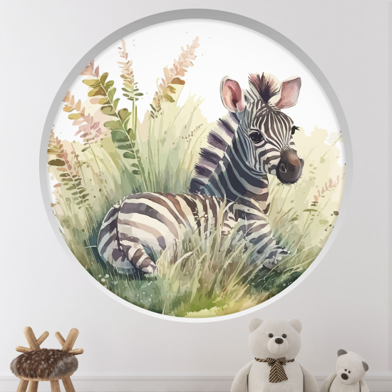 Optical Illusions Round Arch Wall Sticker for Kids- Zebra