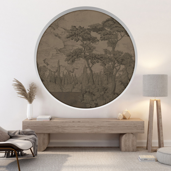 Optical Illusions Round Arch Wall Sticker - Forest