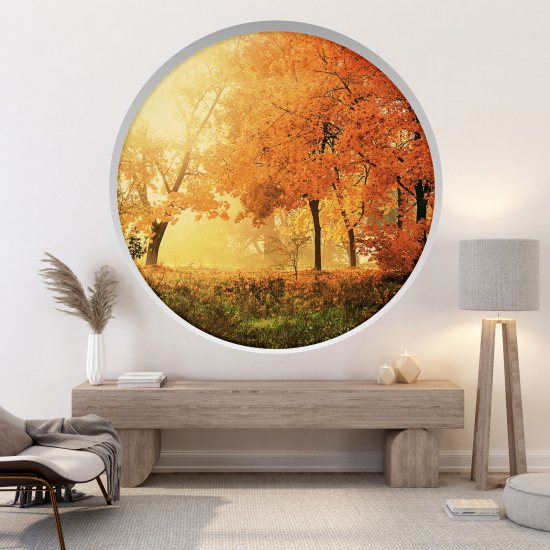 Optical Illusions Round Arch Wall Sticker - Forest