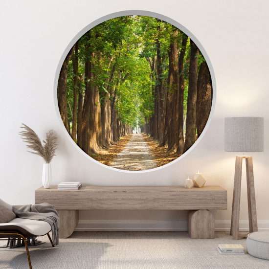 Optical Illusions Round Arch Wall Sticker - Forest path