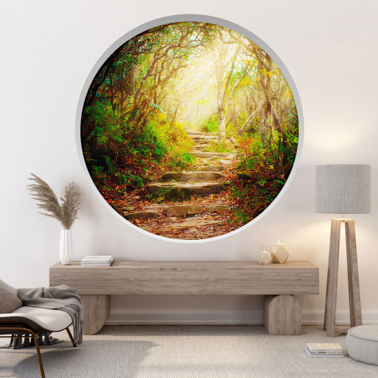 Optical Illusions Round Arch Wall Sticker - Forest path