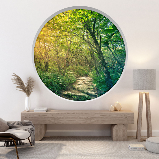 Optical Illusions Round Arch Wall Sticker - Forest path