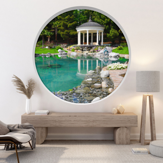 Optical Illusions Round Arch Wall Sticker - Garden