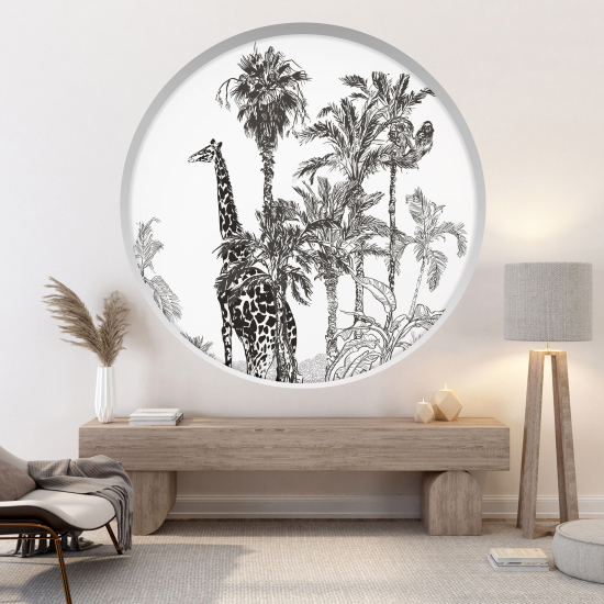 Optical Illusions Round Arch Wall Sticker - Giraffe