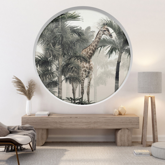 Optical Illusions Round Arch Wall Sticker - Giraffe