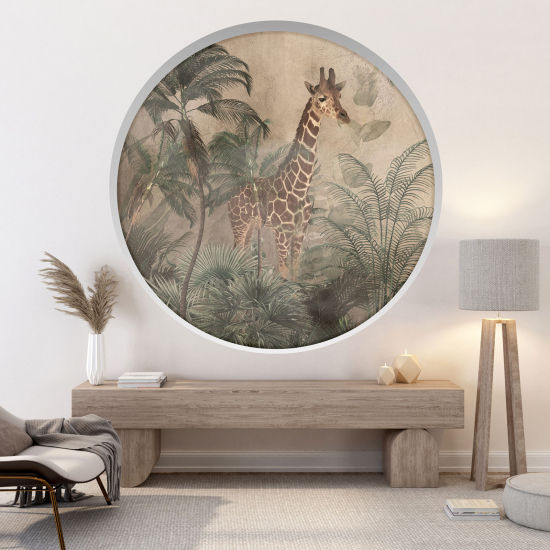 Optical Illusions Round Arch Wall Sticker - Giraffe