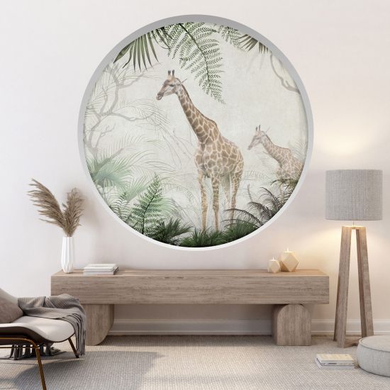 Optical Illusions Round Arch Wall Sticker - Giraffes