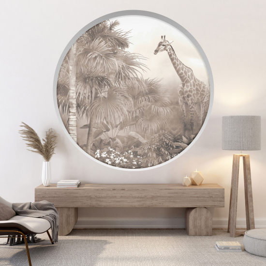 Optical Illusions Round Arch Wall Sticker - Giraffes