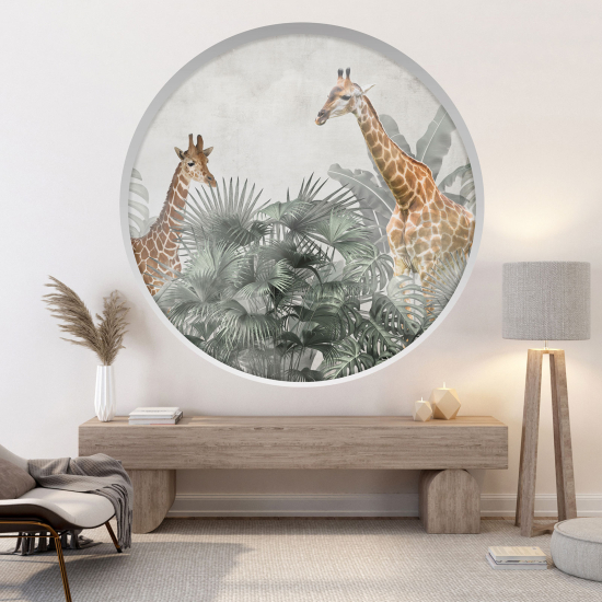 Optical Illusions Round Arch Wall Sticker - Giraffes