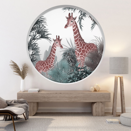 Optical Illusions Round Arch Wall Sticker - Giraffes