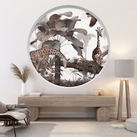 Optical Illusions Round Arch Wall Sticker - Giraffes