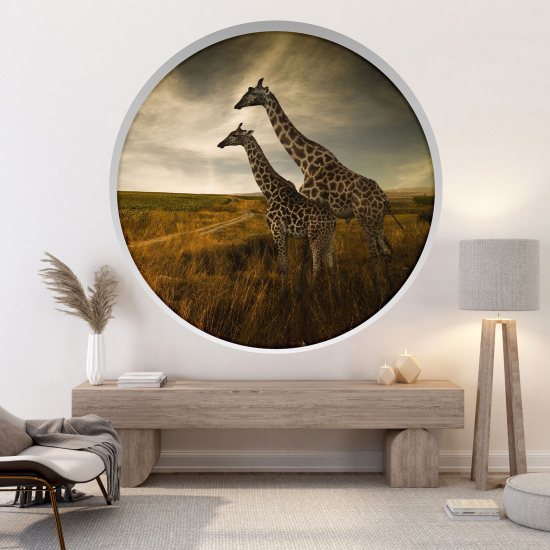 Optical Illusions Round Arch Wall Sticker - Giraffes