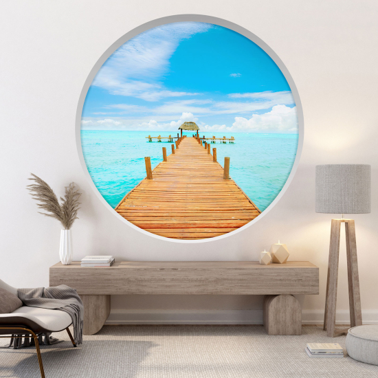 Optical Illusions Round Arch Wall Sticker - Heavenly pontoon