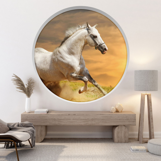 Optical Illusions Round Arch Wall Sticker - Horse