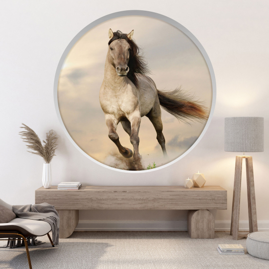 Optical Illusions Round Arch Wall Sticker - Horse