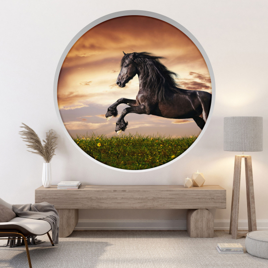 Optical Illusions Round Arch Wall Sticker - Horse