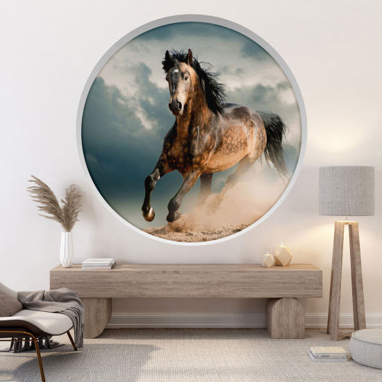 Optical Illusions Round Arch Wall Sticker - Horse