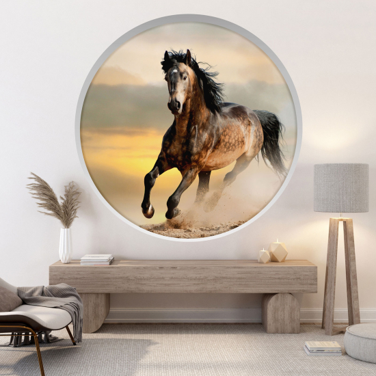 Optical Illusions Round Arch Wall Sticker - Horse