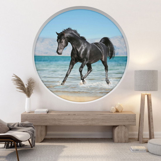 Optical Illusions Round Arch Wall Sticker - Horse