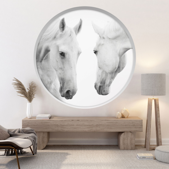 Optical Illusions Round Arch Wall Sticker - Horses