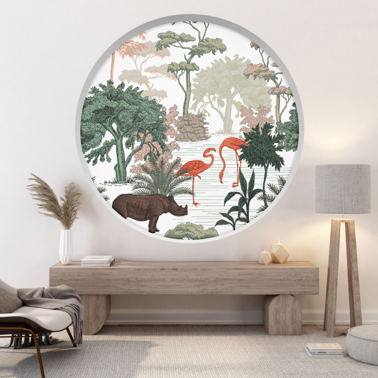 Optical Illusions Round Arch Wall Sticker - Jungle