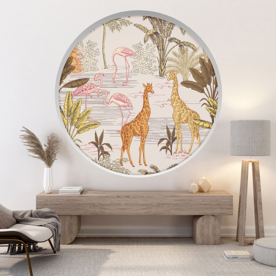 Optical Illusions Round Arch Wall Sticker - Jungle Animals