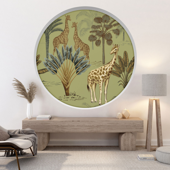 Optical Illusions Round Arch Wall Sticker - Jungle Animals