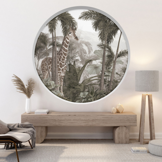 Optical Illusions Round Arch Wall Sticker - Jungle animals