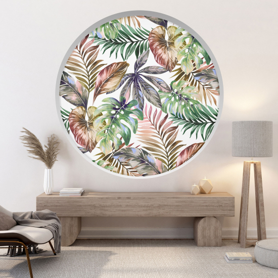 Optical Illusions Round Arch Wall Sticker - Leaf