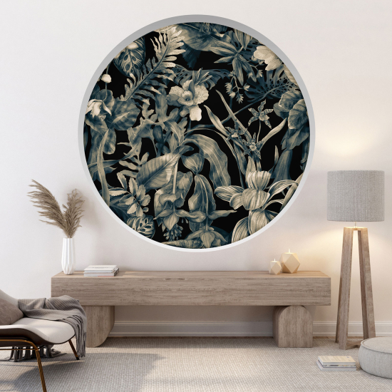 Optical Illusions Round Arch Wall Sticker - Leaves