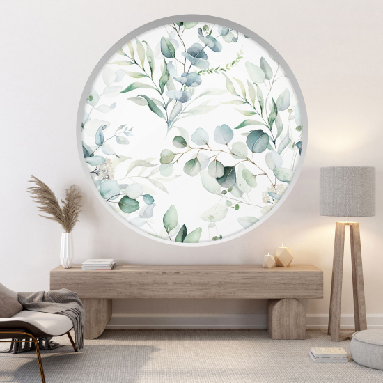 Optical Illusions Round Arch Wall Sticker - Leaves