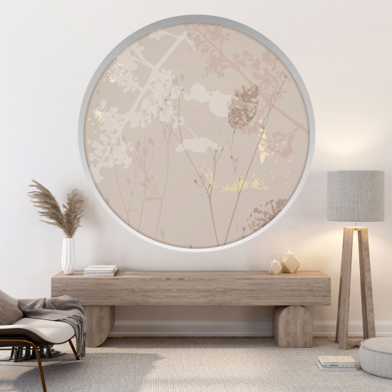 Optical Illusions Round Arch Wall Sticker - Leaves