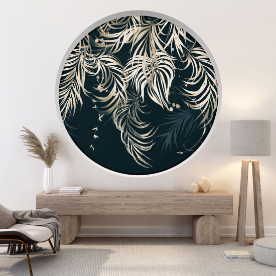 Optical Illusions Round Arch Wall Sticker - Leaves