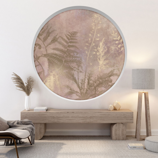 Optical Illusions Round Arch Wall Sticker - Leaves