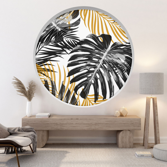 Optical Illusions Round Arch Wall Sticker - Leaves