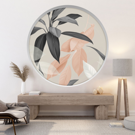 Optical Illusions Round Arch Wall Sticker - Leaves