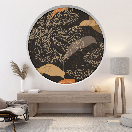 Optical Illusions Round Arch Wall Sticker - Leaves