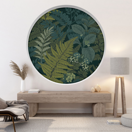 Optical Illusions Round Arch Wall Sticker - Leaves