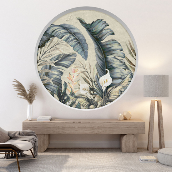 Optical Illusions Round Arch Wall Sticker - Leaves