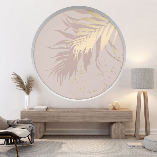 Optical Illusions Round Arch Wall Sticker - Leaves