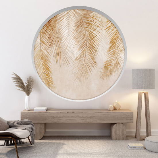 Optical Illusions Round Arch Wall Sticker - Leaves