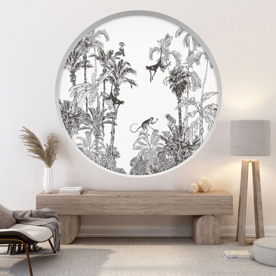 Optical Illusions Round Arch Wall Sticker - Monkey palms