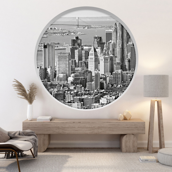 Optical Illusions Round Arch Wall Sticker - New York