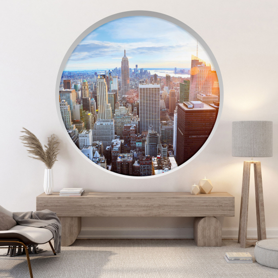 Optical Illusions Round Arch Wall Sticker - New York