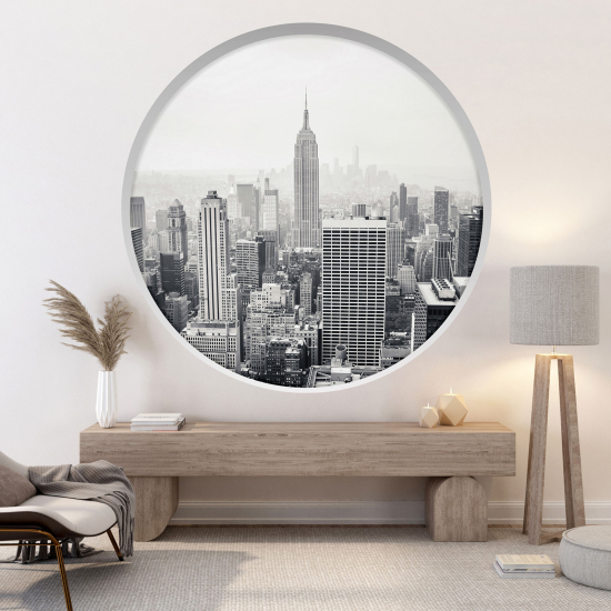 Optical Illusions Round Arch Wall Sticker - New York