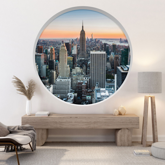 Optical Illusions Round Arch Wall Sticker - New York